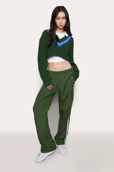 Danielle Guizio Ny Guizio X Champion Nylon Trackpant In Regeneration Green/ Chalk White