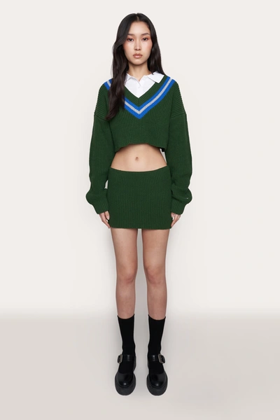 Danielle Guizio Ny Guizio X Champion Rib Knit Mini Skirt In Regeneration Green