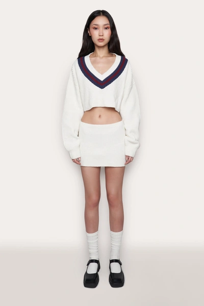 Danielle Guizio Ny Guizio X Champion Varsity Knit Pullover In Chalk White