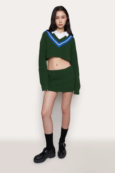 Danielle Guizio Ny Guizio X Champion Varsity Knit Pullover In Regeneration Green