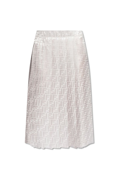 Fendi Logo Monogrammed Midi Skirt In Grey