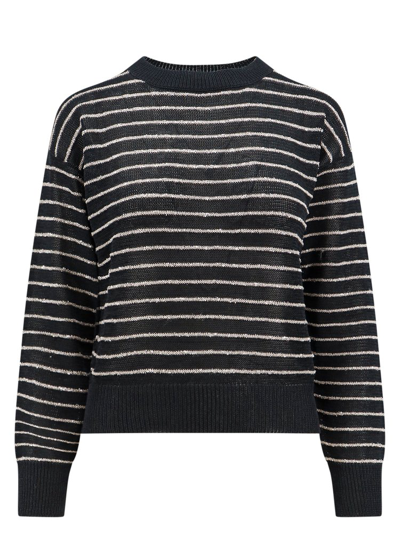 Brunello Cucinelli Striped Crewneck Sweater In Multi