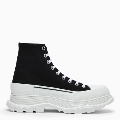 ALEXANDER MCQUEEN ALEXANDER MC QUEEN BLACK CANVAS TREAD SLICK BOOTS