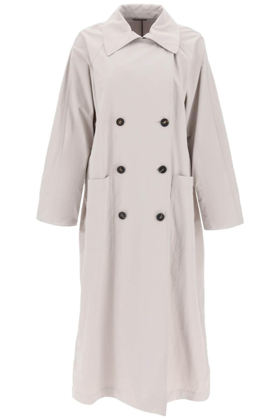 BRUNELLO CUCINELLI BRUNELLO CUCINELLI DOUBLE BREASTED TRENCH COAT WITH SHINY CUFF DETAILS