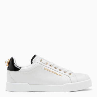 DOLCE & GABBANA DOLCE&GABBANA WHITE AND GOLD LOW SNEAKERS