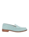 VALERIE BOURGOIN VALERIE BOURGOIN WOMAN LOAFERS SKY BLUE SIZE 9 SOFT LEATHER