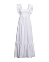 Angela Mele Milano Woman Maxi Dress White Size L Cotton, Elastane