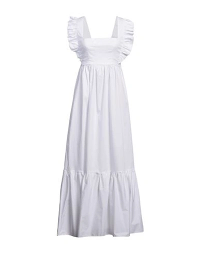 Angela Mele Milano Woman Maxi Dress White Size M Cotton, Elastane