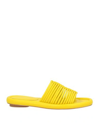 Paloma Barceló Woman Sandals Yellow Size 9 Soft Leather