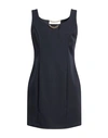 Cristinaeffe Woman Mini Dress Navy Size L Polyester, Elastane In Navy Blue