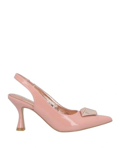 Luciano Barachini Woman Pumps Blush Size 9 Leather In Pink