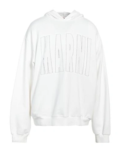 Marni Logo Hoodie In White