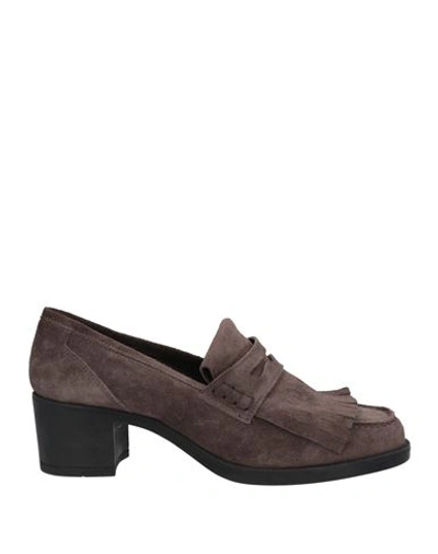 Carmine Durso Woman Loafers Lead Size 7 Leather In Grey