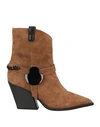 PAOLO MATTEI PAOLO MATTEI WOMAN ANKLE BOOTS CAMEL SIZE 7 LEATHER