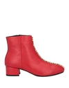 PIXY PIXY WOMAN ANKLE BOOTS RED SIZE 8 SOFT LEATHER