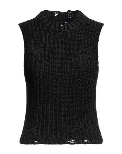 Jw Anderson Woman Sweater Black Size Xl Cotton, Acrylic