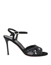 Baldinini Woman Sandals Black Size 11 Soft Leather In Black