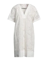 Clips More Woman Mini Dress White Size 8 Cotton, Polyamide, Elastane, Viscose, Linen