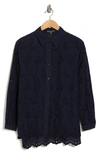 ADRIANNA PAPELL ADRIANNA PAPELL EYELET BUTTON-UP SHIRT