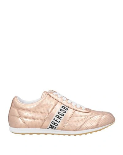 Bikkembergs Woman Sneakers Rose Gold Size 10 Soft Leather