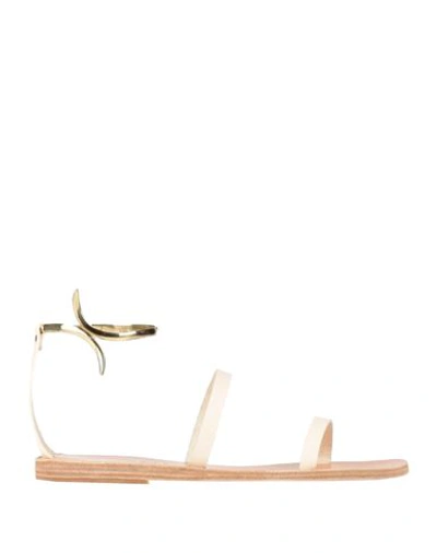 Ancient Greek Sandals Woman Sandals Off White Size 6 Leather, Metal