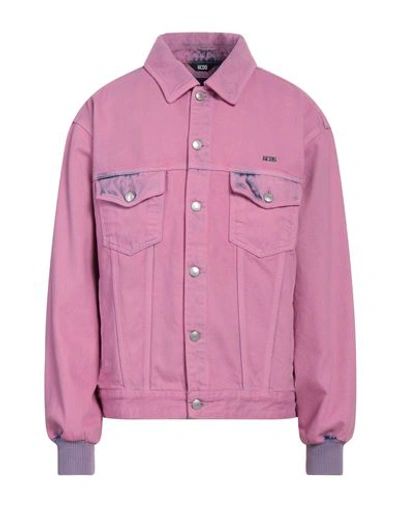 Gcds Man Denim Outerwear Pink Size Xl Cotton