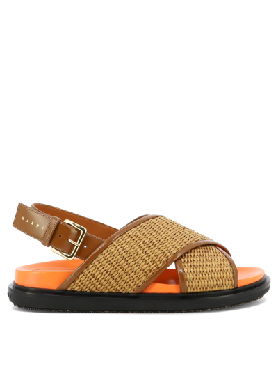 Marni "fussbett" Sandals In Brown