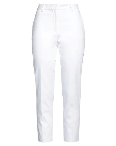 Sangermano Woman Pants White Size 12 Cotton, Polyester, Elastane