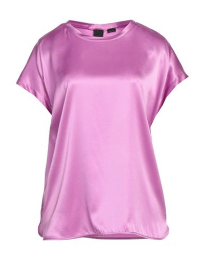 Pinko Woman Top Light Purple Size 8 Silk, Elastane In Purple