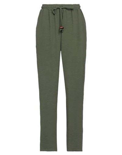 Angela Mele Milano Woman Pants Military Green Size L Viscose, Polyester