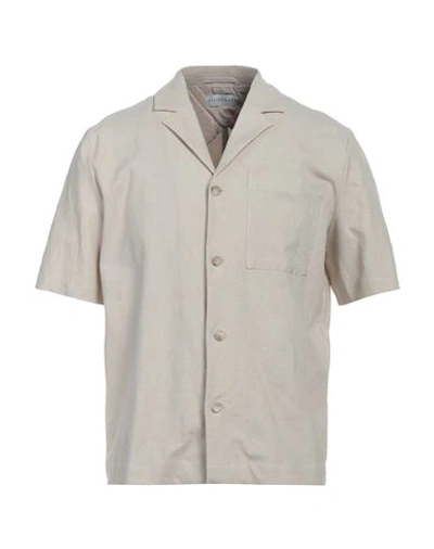 Kiefermann Man Shirt Beige Size M Linen, Polyester, Viscose, Elastane