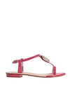 La Bottega Dell'artigiano Woman Thong Sandal Fuchsia Size 6 Leather In Pink