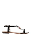 La Bottega Dell'artigiano Woman Thong Sandal Black Size 6 Leather In Black