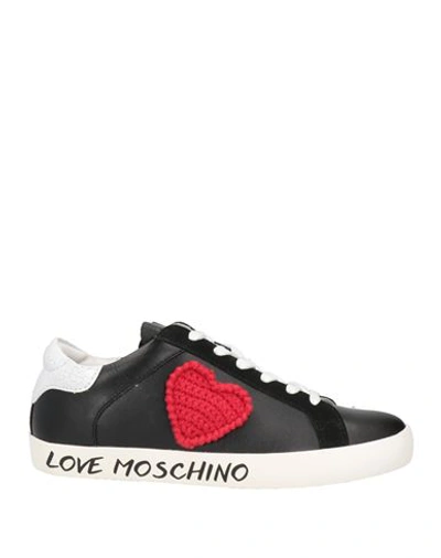 Love Moschino Woman Sneakers Black Size 11 Leather