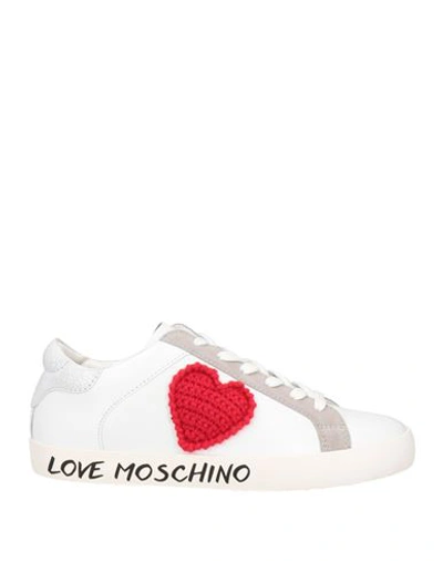 Love Moschino Woman Sneakers White Size 9 Leather