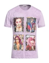 Grey Daniele Alessandrini Man T-shirt Lilac Size L Cotton In Purple