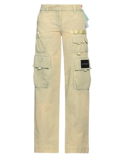 Off-white Woman Pants Sand Size 4 Cotton In Beige