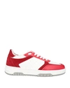 Pollini Man Sneakers Red Size 12 Leather In Red