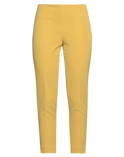 Cecilia Hansel Woman Cropped Pants Yellow Size 8 Polyester, Elastane