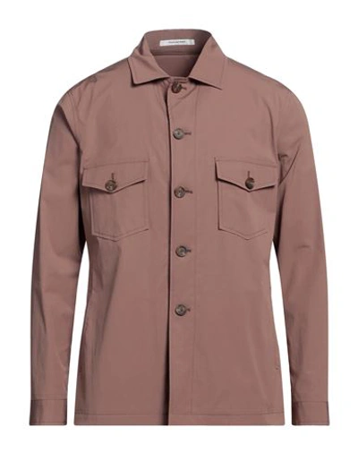 Tagliatore Man Shirt Light Brown Size 38 Cotton, Elastane In Beige