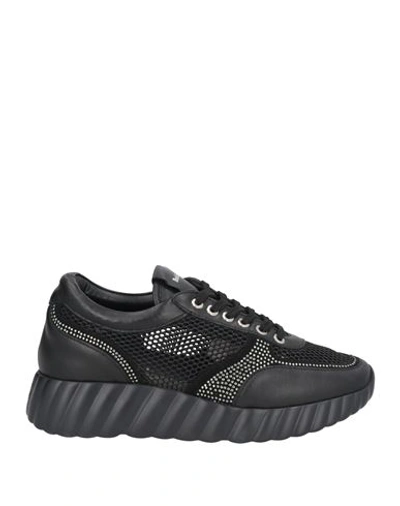 Baldinini Woman Sneakers Black Size 7 Leather, Textile Fibers