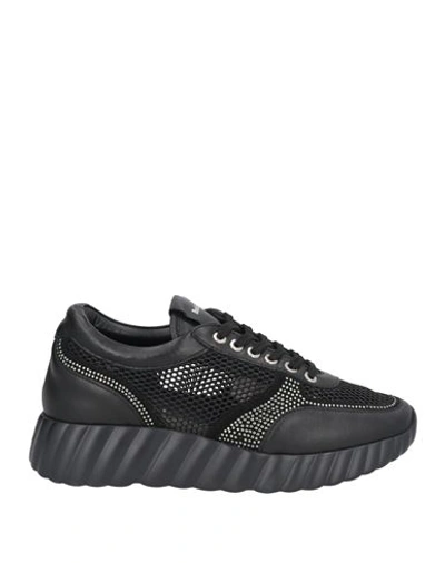Baldinini Woman Sneakers Black Size 6 Leather, Textile Fibers