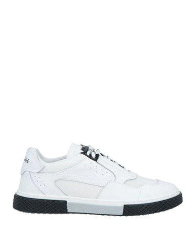 Baldinini Man Sneakers White Size 8 Leather, Textile Fibers