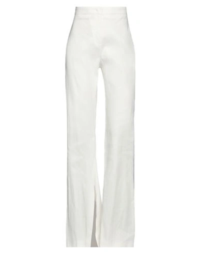 Pinko Woman Pants White Size 2 Linen, Viscose, Elastane