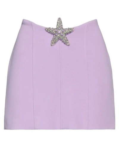 David Koma Woman Mini Skirt Lilac Size 6 Acetate, Viscose, Elastane, Glass, Acrylic In Purple