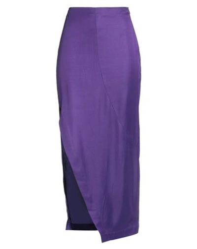 Malloni Woman Maxi Skirt Purple Size 6 Viscose, Rayon