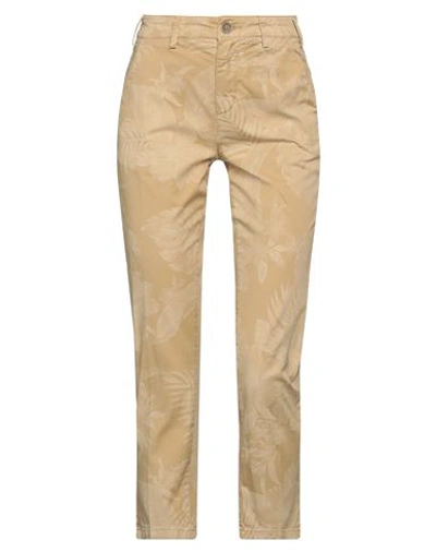 40weft Woman Pants Beige Size 6 Cotton, Elastane