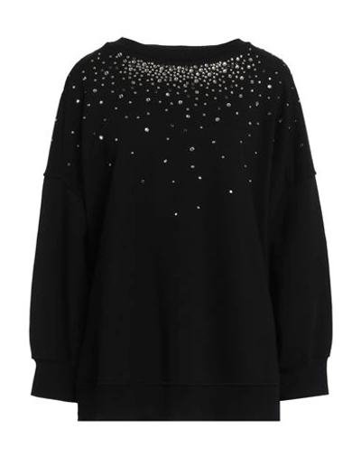 8pm Woman Sweatshirt Black Size Xs Cotton, Elastane