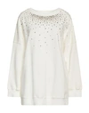 8pm Woman Sweatshirt White Size S Cotton, Elastane