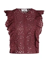 Essentiel Antwerp Woman Shirt Burgundy Size 8 Cotton, Polyester In Red